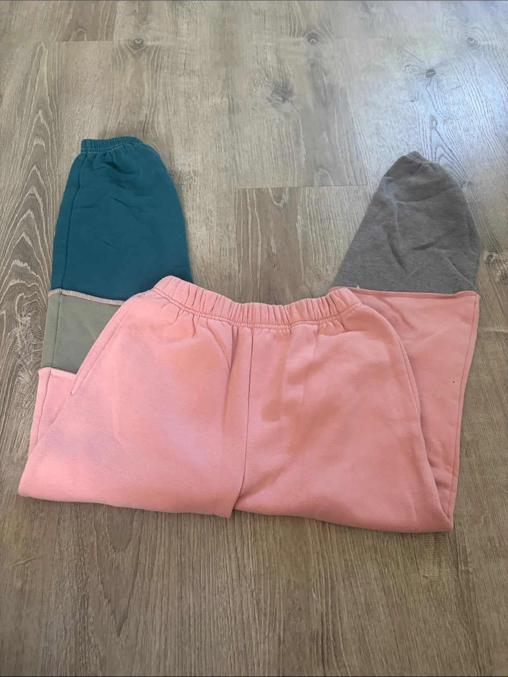 Colorblock Sweatshirt and Joggers Set - Pink, Teal & Gray